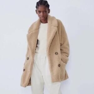 Zara double breasted Teddy jacket